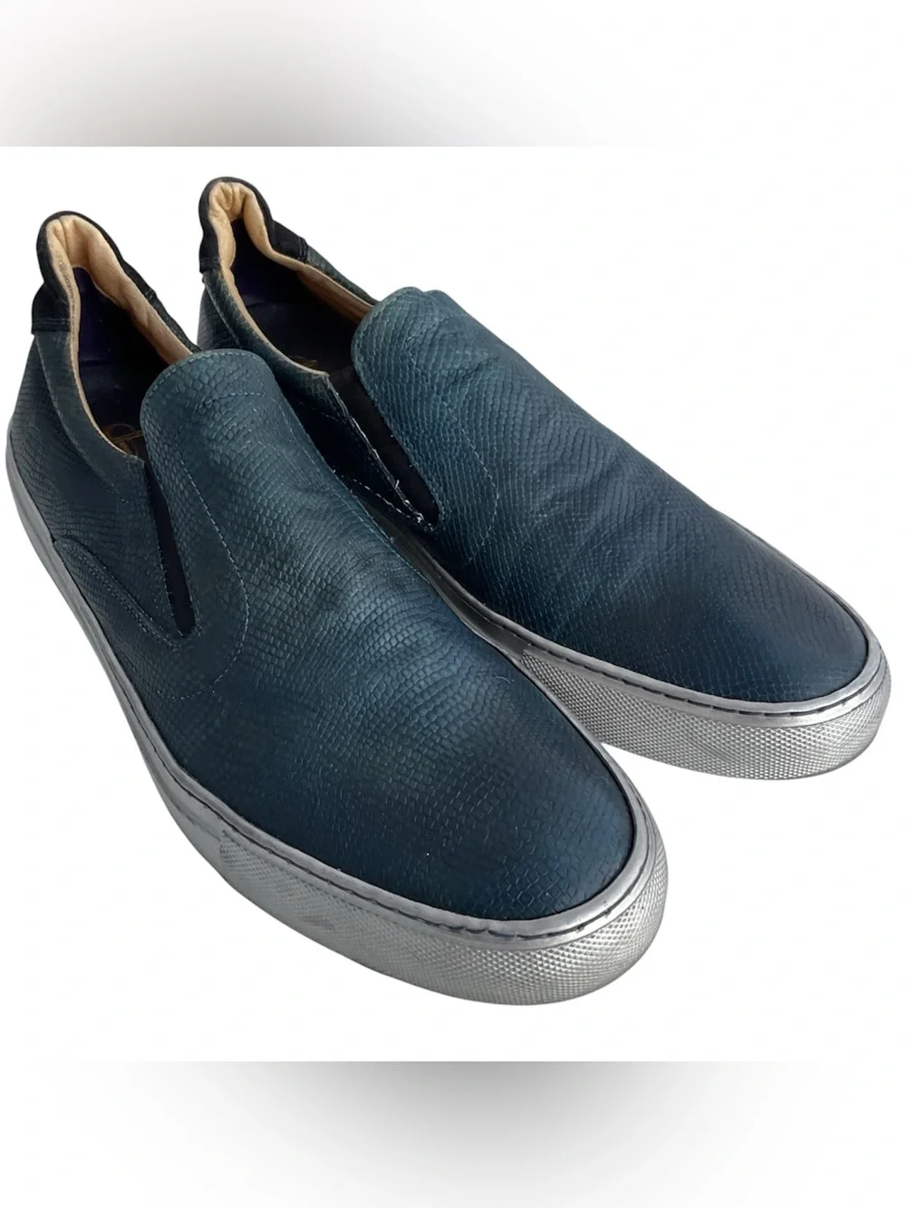 Robert Graham ROLO 2 Blue Snake Embossed Leather Silver Sole Shoes Men’s Sz 10.5